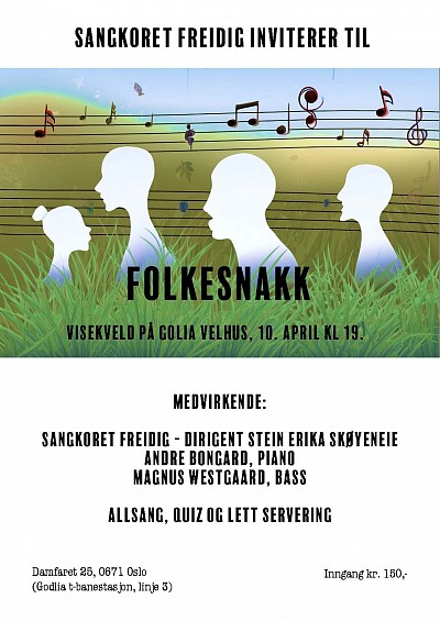 Fullt hus, visekveld, Godlia Velhus, Sangkoret Freidig med gjester.