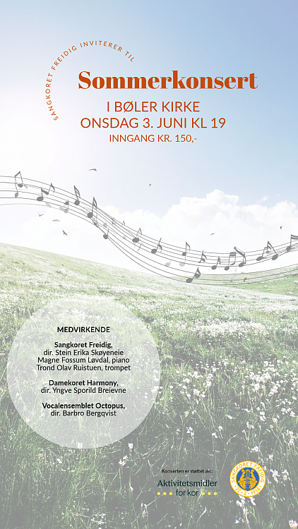 Vår neste konsert er onsdag 3. juni i Bøler kirke