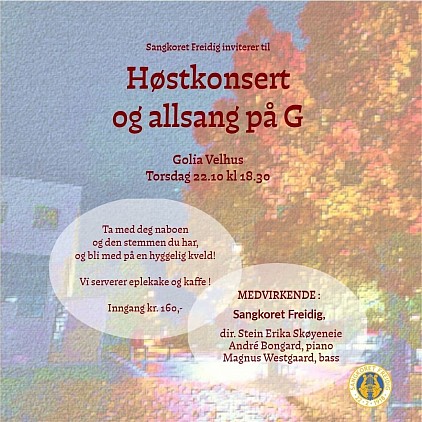 Fullt hus, visekveld, Godlia Velhus, Sangkoret Freidig med gjester.